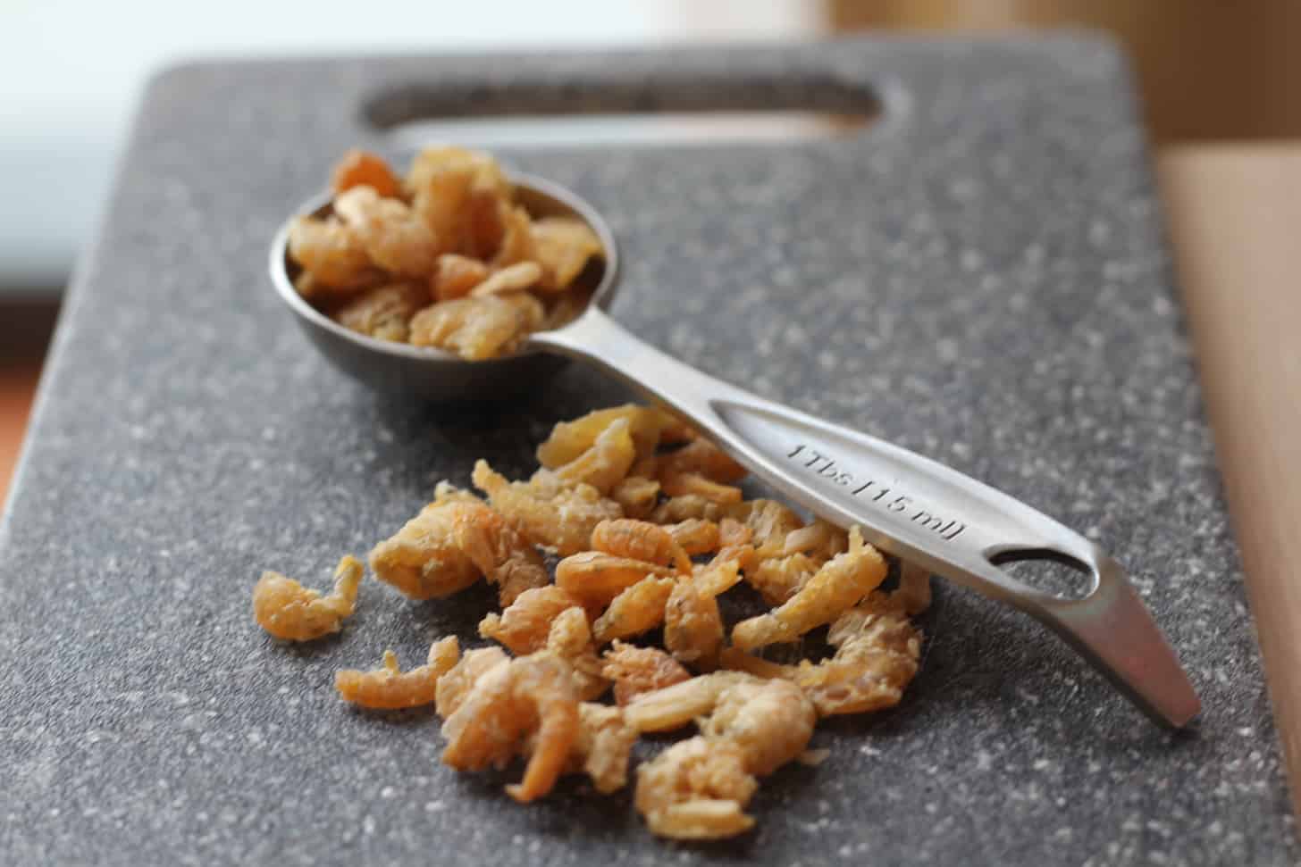 dried shrimp on a grey countertop