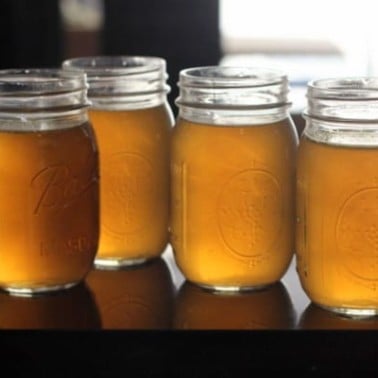 vegetable broth in glass jars