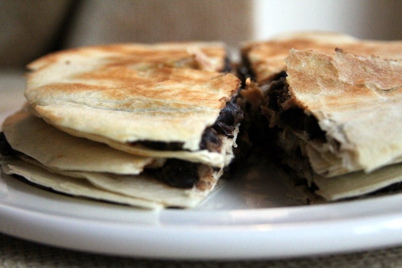 a stack of black bean quesadillas