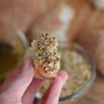 pizza crust dipped in dukkah spice