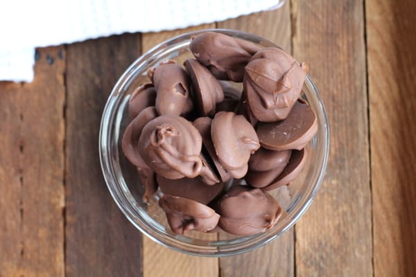 A bowl of Nutella chips for Nutella stuffed cookies