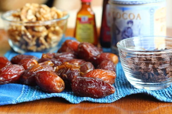 dates on a blue towel