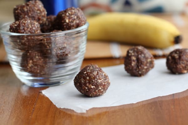 protein balls on a wooden table