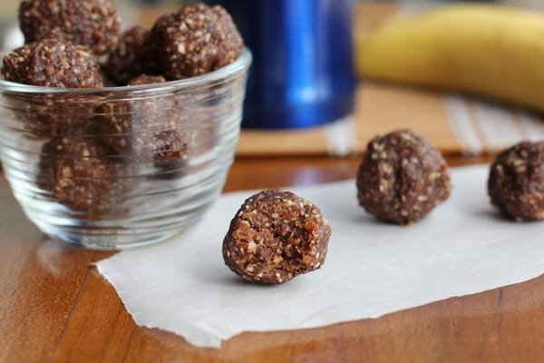 protein balls on a wooden table