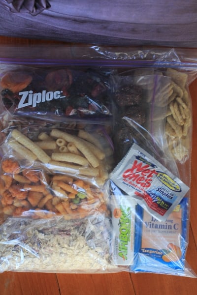 snacks in bags for the plane