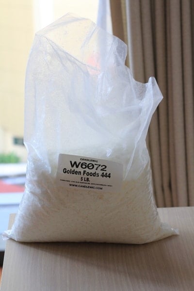 a bag of soy wax on a table