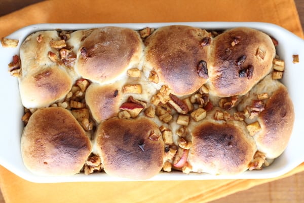 Delicious apple cinnamon pull apart bread just out of the oven