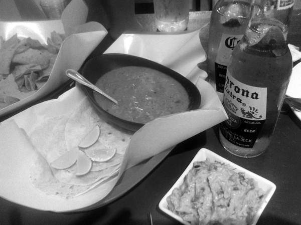 chips and salsa on a table