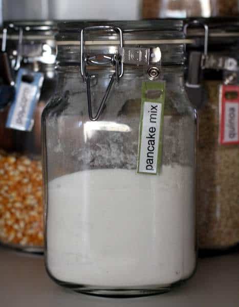 homemade pancake mix in a glass jar