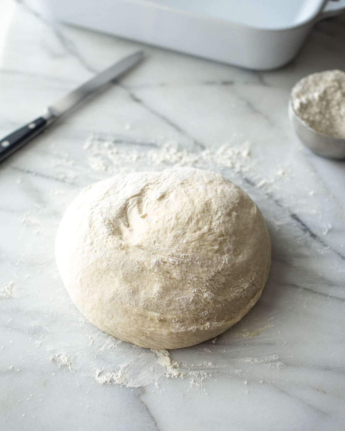 dinner roll dough on a countertop