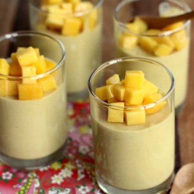 mango dessert in clear glasses