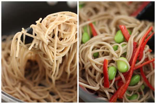 Soba Noodles with Miso Vinaigrette in a bowl