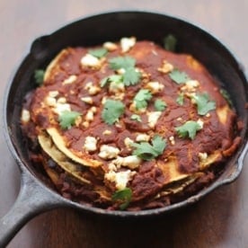 enchiladas in a cast iron pan