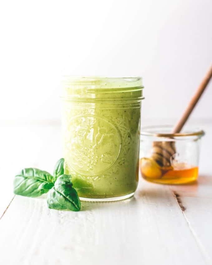 vinaigrette in a small glass jar