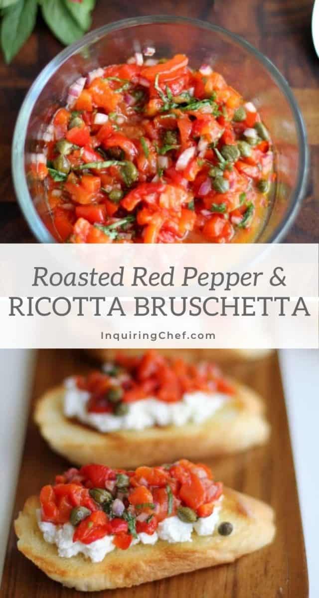 roasted red pepper and ricotta bruschetta
