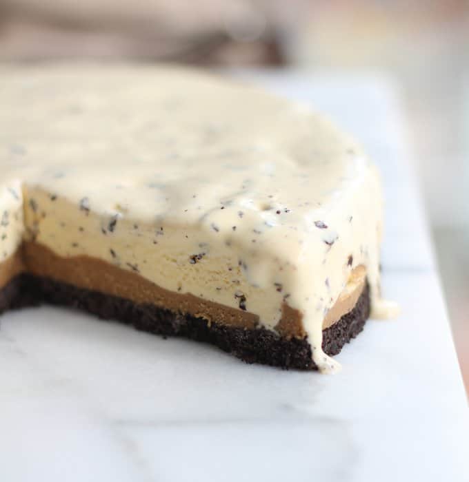 ice cream cake with a slice taken out