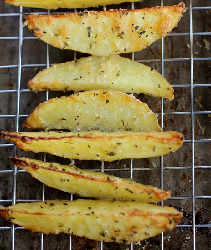 oven fries on a wire rack