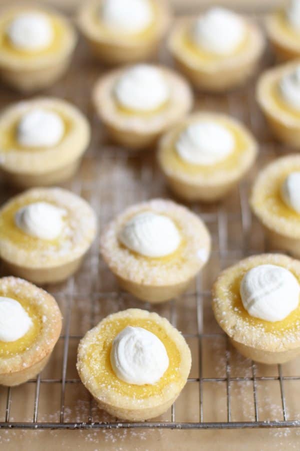 Sugar Cookie Lemon Tarts on a cooling rack