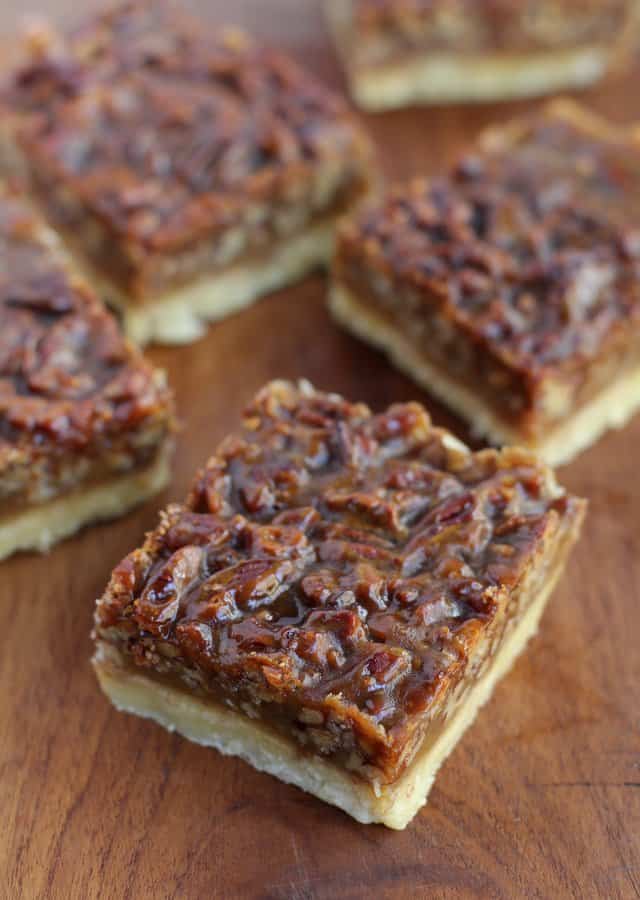 Pecan Squares on a wooden table