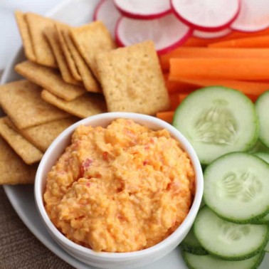 pimento cheese in a white bowl