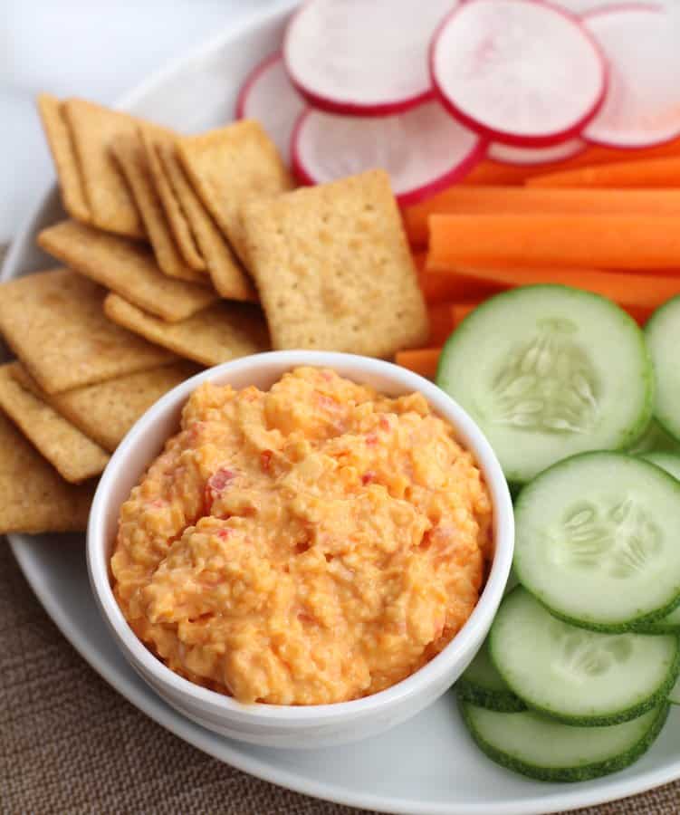 Pimiento Cheese in a small white bowl