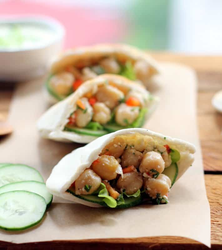 pitas with chickpea salad