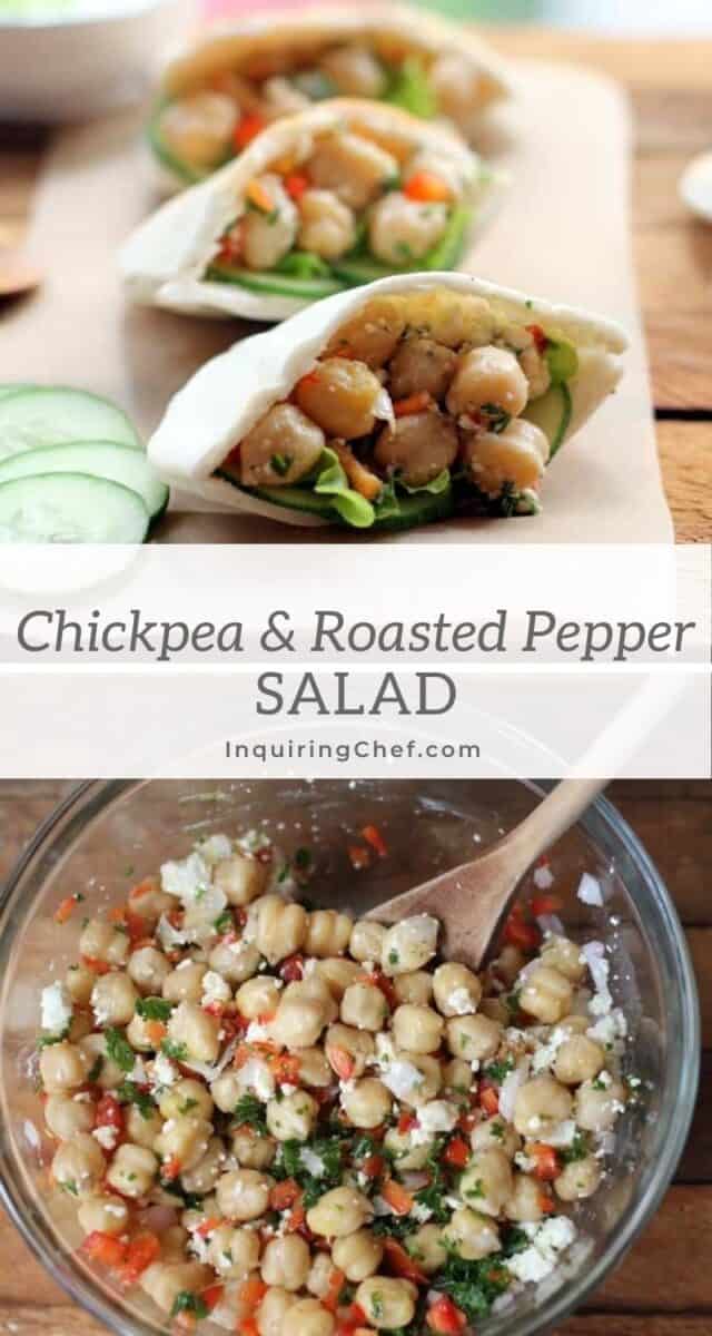 chickpea and roasted red pepper salad