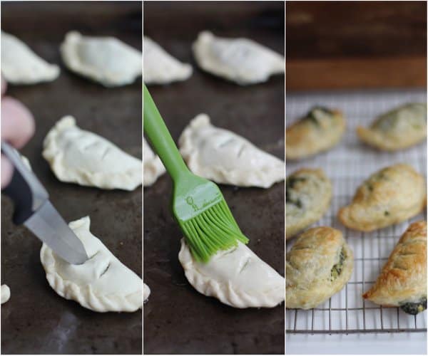 brushing hand pies with butter