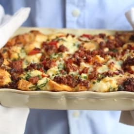 breakfast casserole in a baking dish