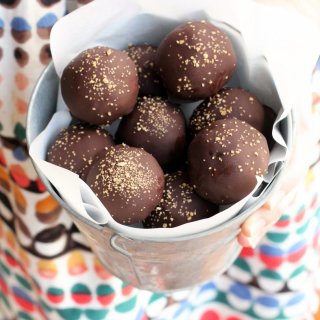 chocolate truffles in a pail