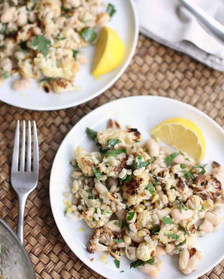 cauliflower salad on a white plate