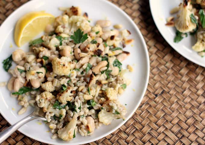 cauliflower salad on a white plate