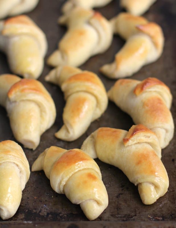 baked crescent rolls on a sheet pan