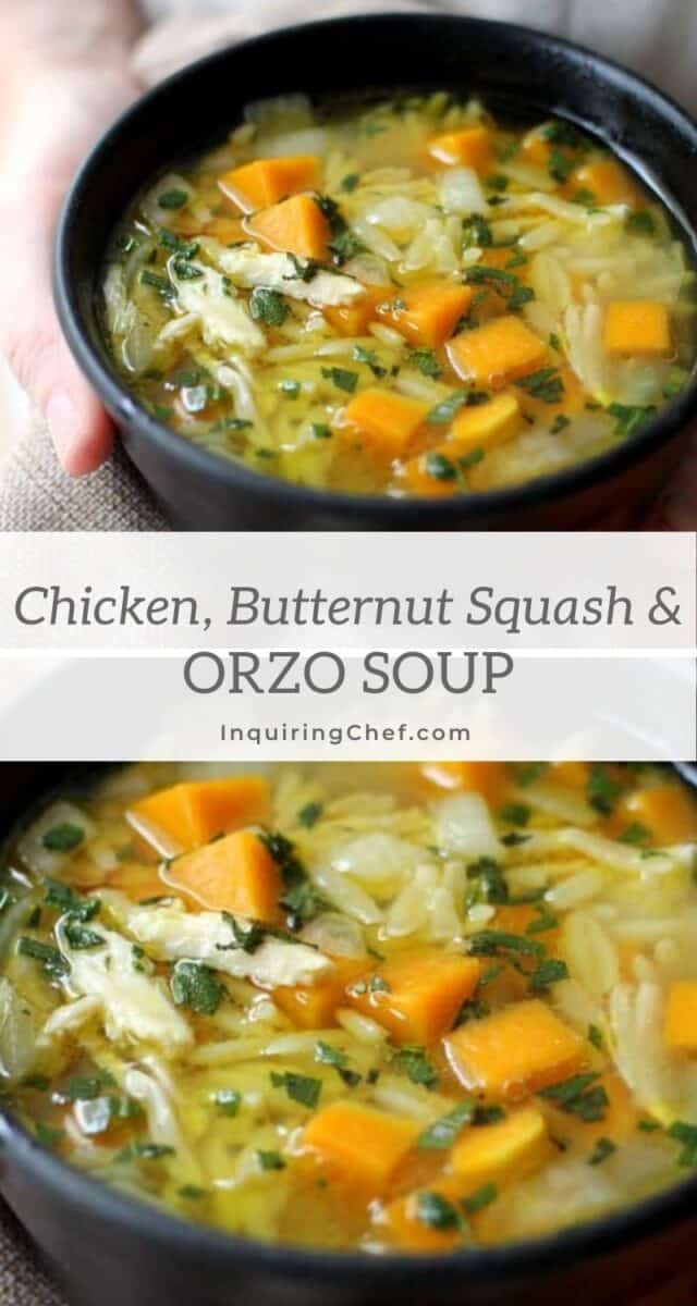 Chicken, Butternut Squash, and Orzo Soup