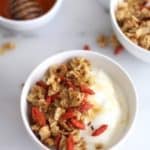 granola in a white bowl