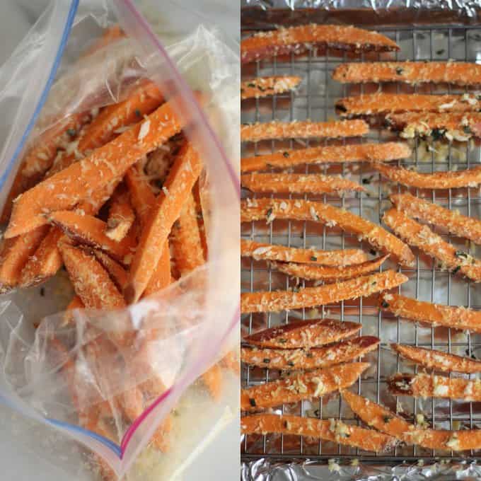 cutting sweet potatoes for fries