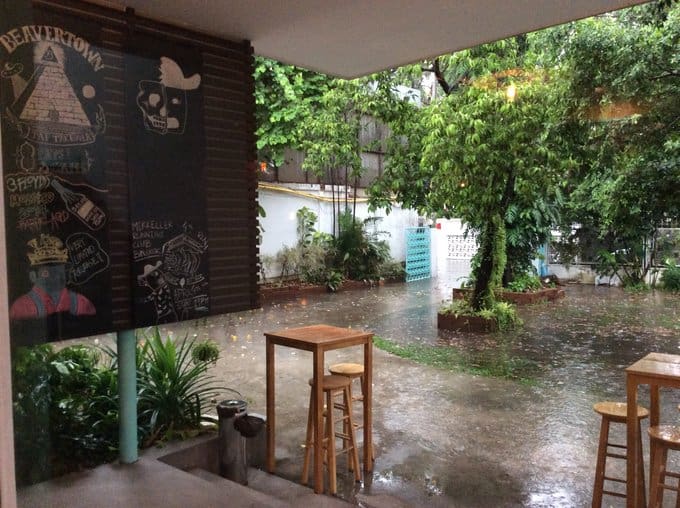 rainy courtyard