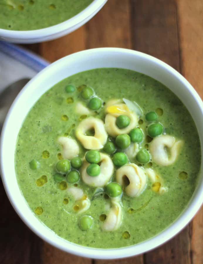 a bowl of pesto soup