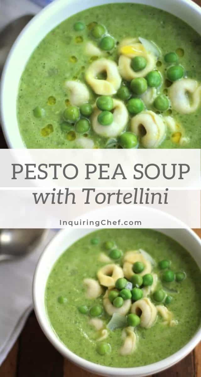 pesto pea soup with tortellini