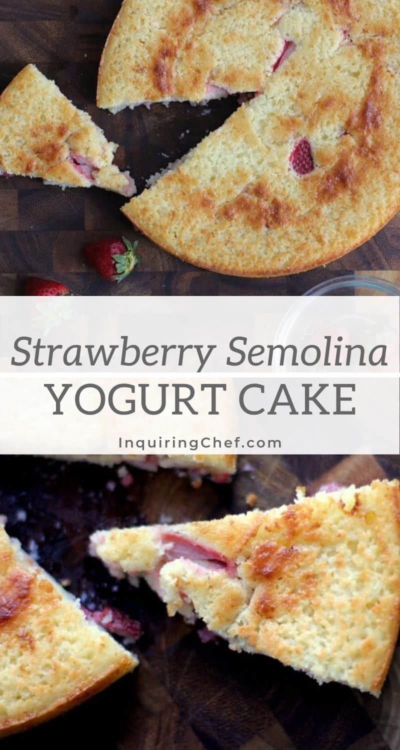 Strawberry semolina yogurt cake