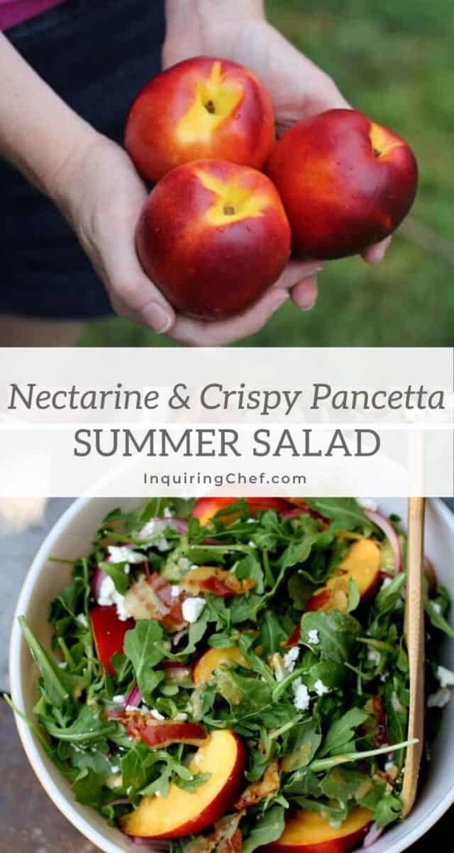 Nectarine, Arugula and Crispy Pancetta Summer Salad