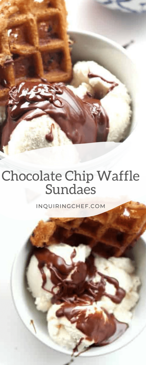chocolate chip waffle sundaes