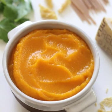 Butternut Squash Sauce in a small white bowl