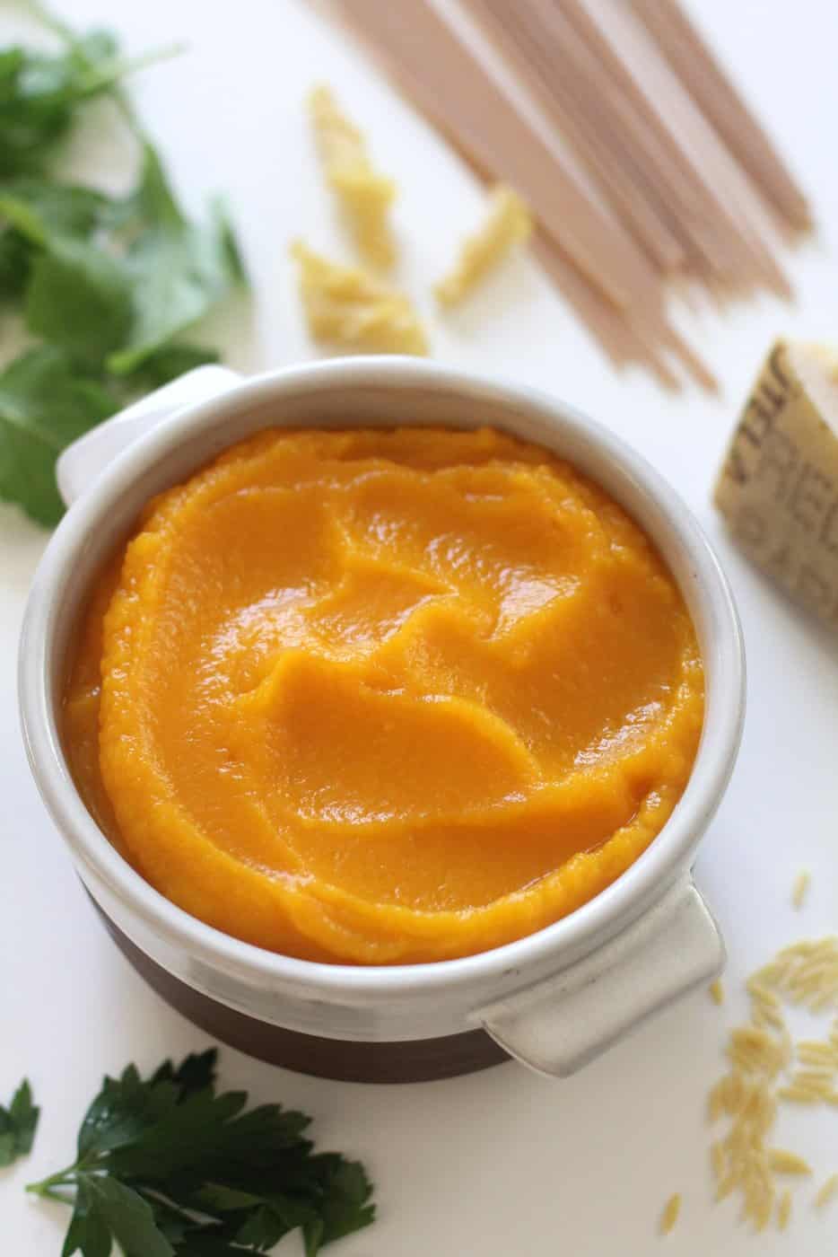 Butternut Squash Sauce in a white bowl