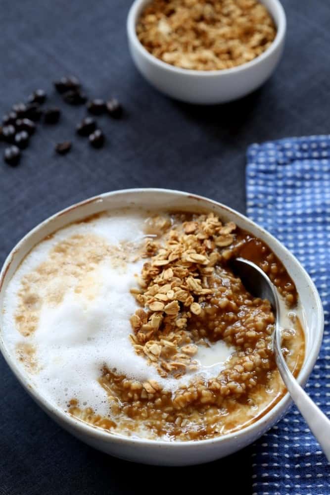 Oatmeal Latte with Steel Cut Oats, Coffee and Brown Sugar
