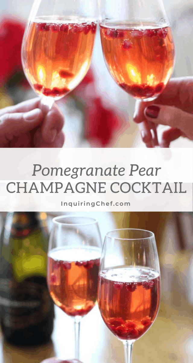 pomegranate pear champagne cocktail