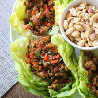 Asian Chicken Lettuce Cups on a white plate