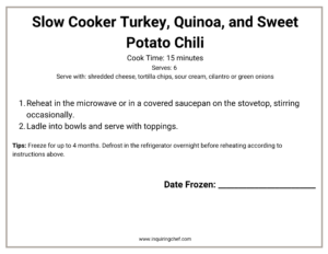 turkey chili freezer label