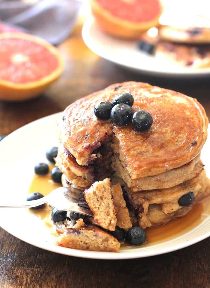  Blueberry Pancakes on a white plate