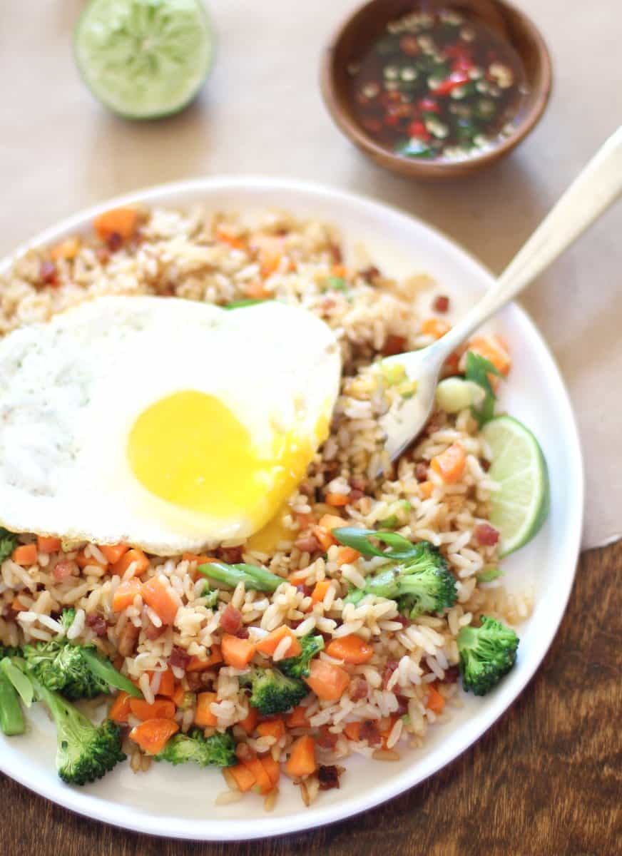 Thai Fried Rice on a white plate